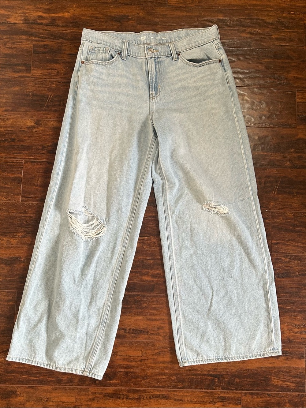 Old Navy Light Blue Distressed Wide-Leg Jeans